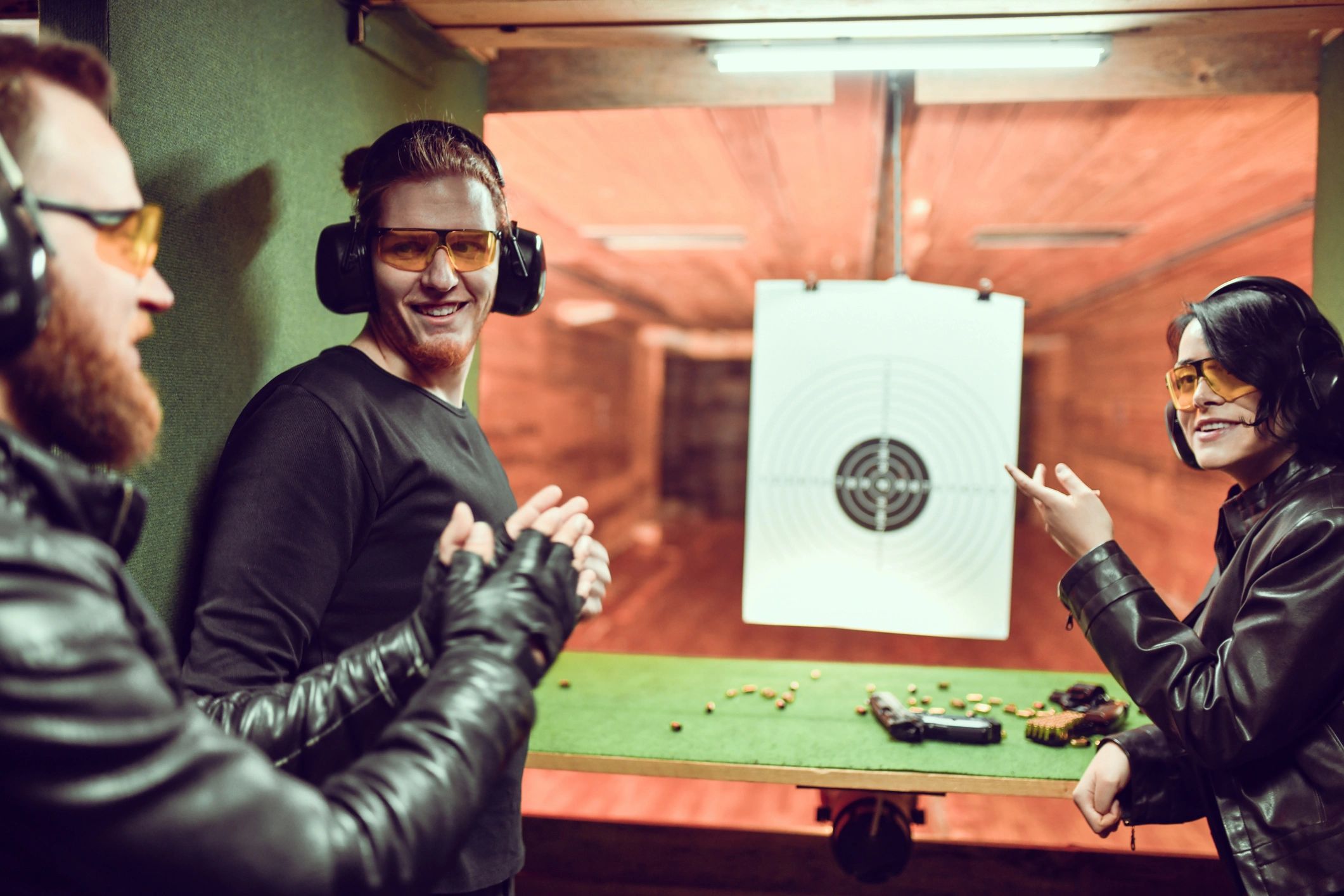 happy client at gun range